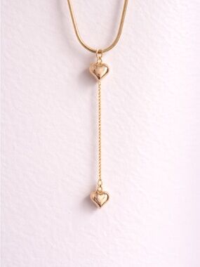 Princess Polly Gold Double Heart Drop Necklace